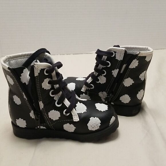 Sophia Webster Mini Girls Black & White 'Wily' Leather Ankle Boots US 23 - Picture 1 of 12